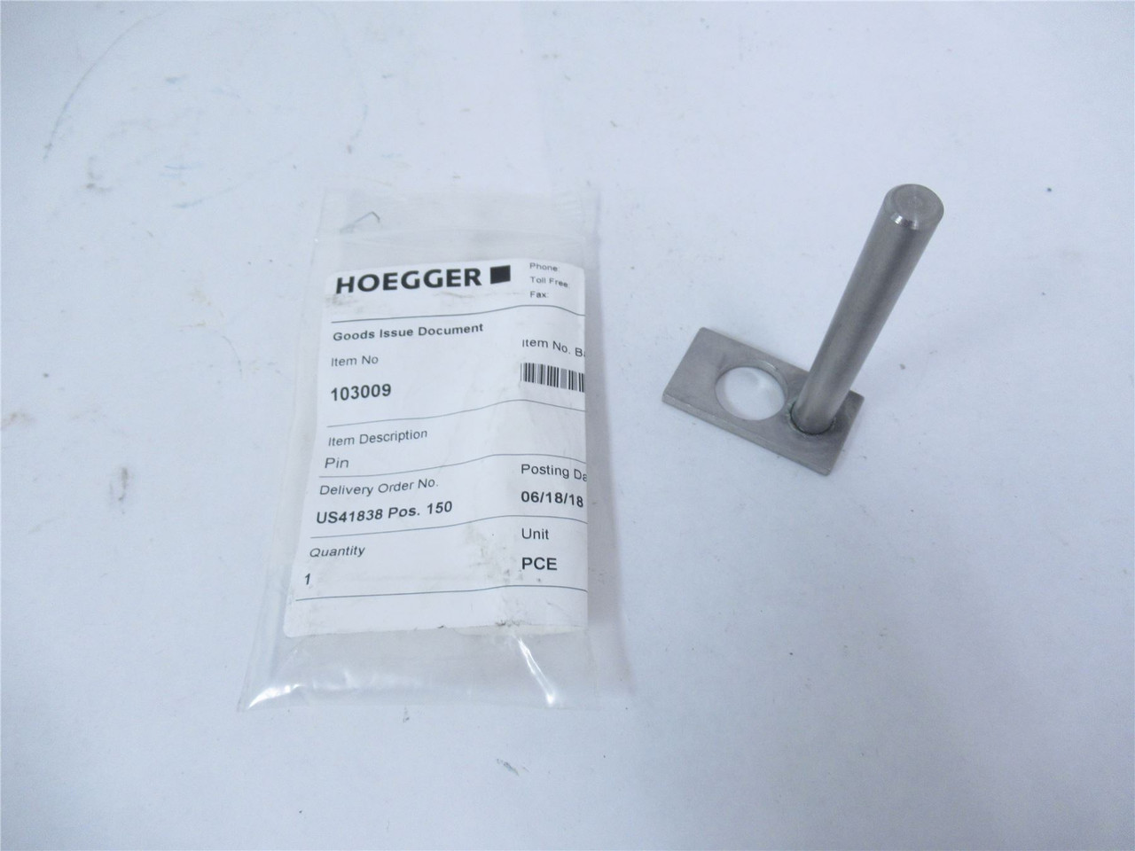 Hoegger 103009; Pneumatic Locking Pin
