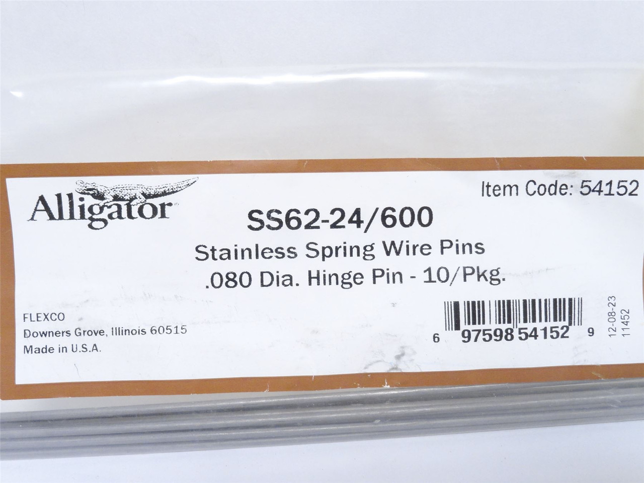 Flexco SS62-24/600; Staple Fastener Hinge Pin; SS; 24" Long Flexco SS62-24/600; Staple Fastener Hinge Pin; SS; 24" Long