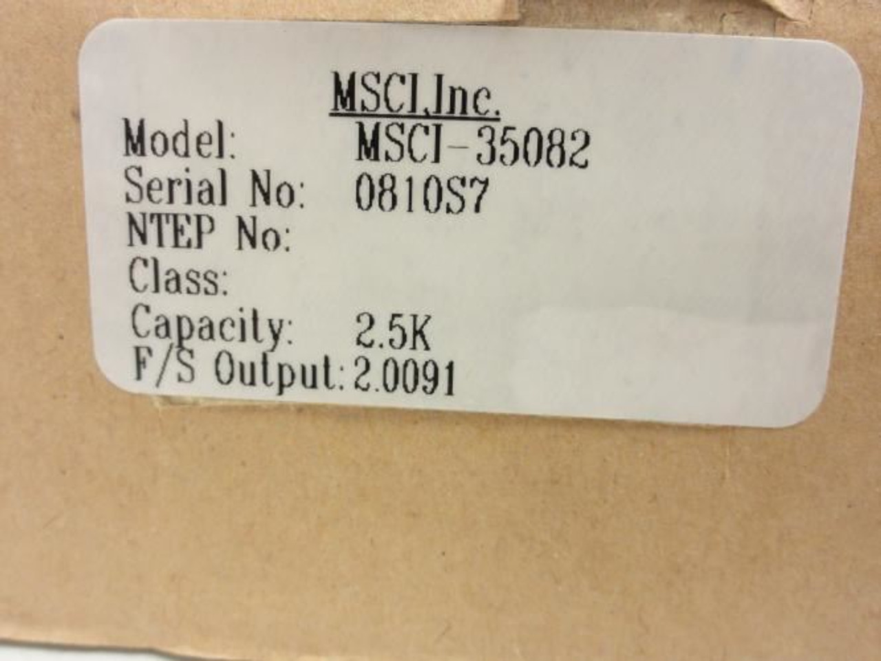 MSCI MSCI-35082; Load Cell 2500 Capacity; 19-3/4' Cable Length MSCI MSCI-35082; Load Cell 2500 Capacity; 19-3/4' Cable Length