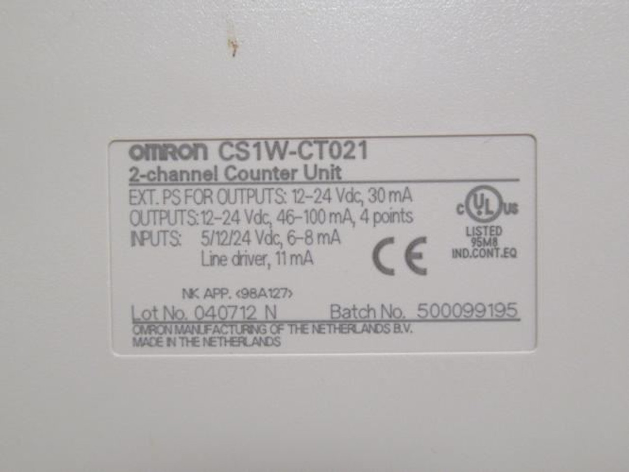 Omron CS1W-CT021; Counter Unit; 2-Channel; 12-24VDC; 30mA