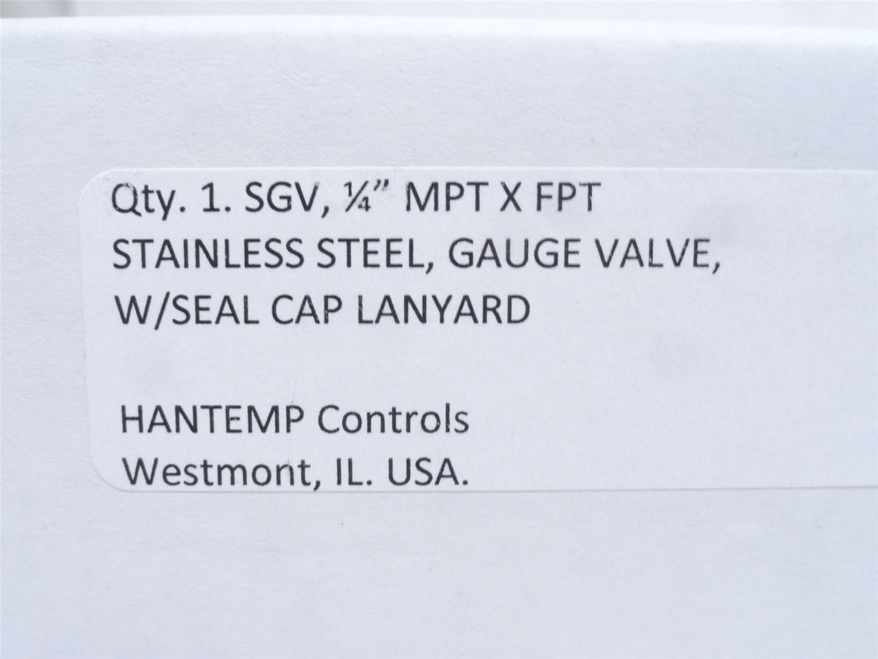 Hantemp SGV; SGV Stainless Steel Gauge & Purge Valve 1/4NPT