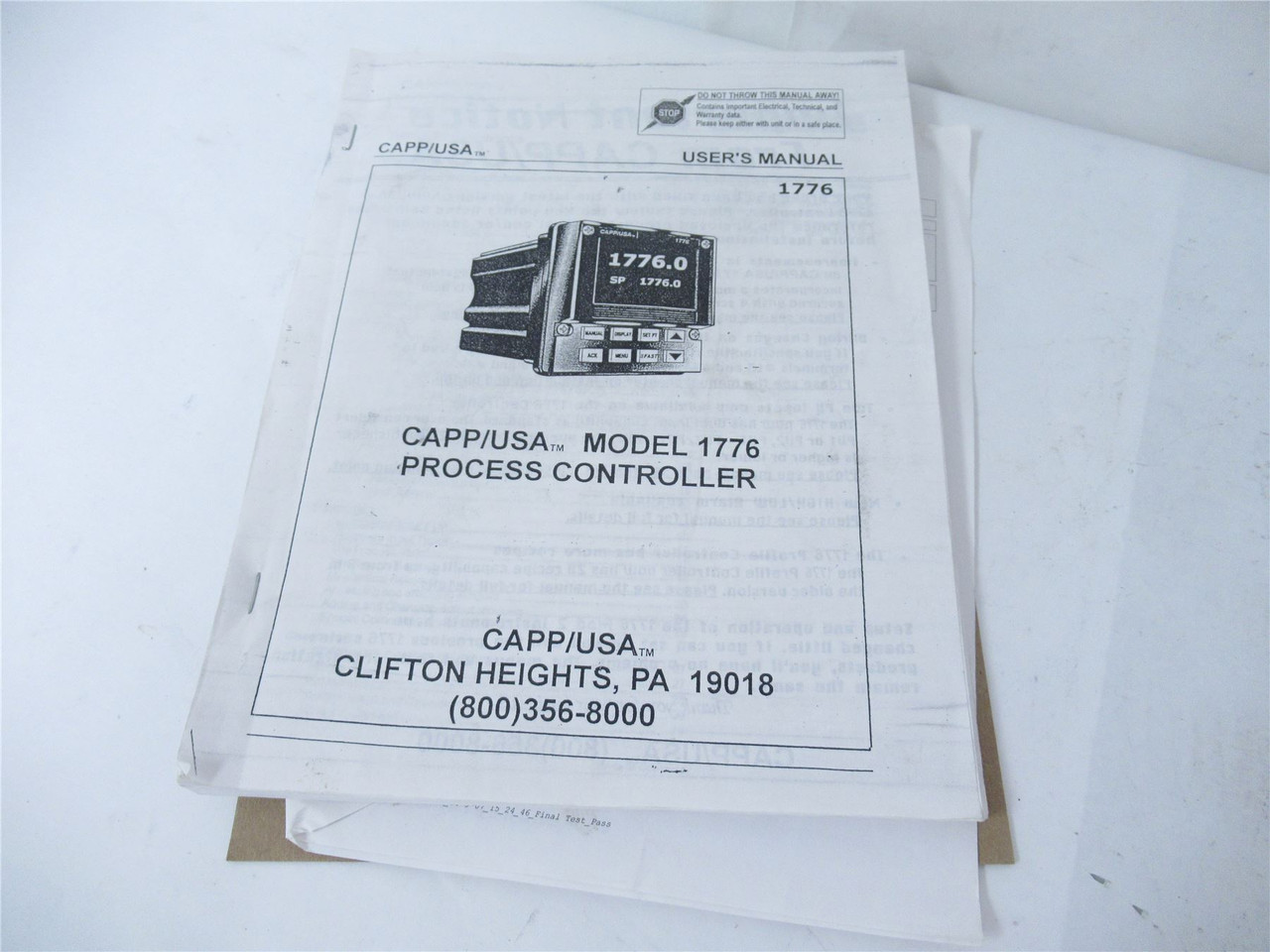 Capp USA 275133; Process Controller Model 1776