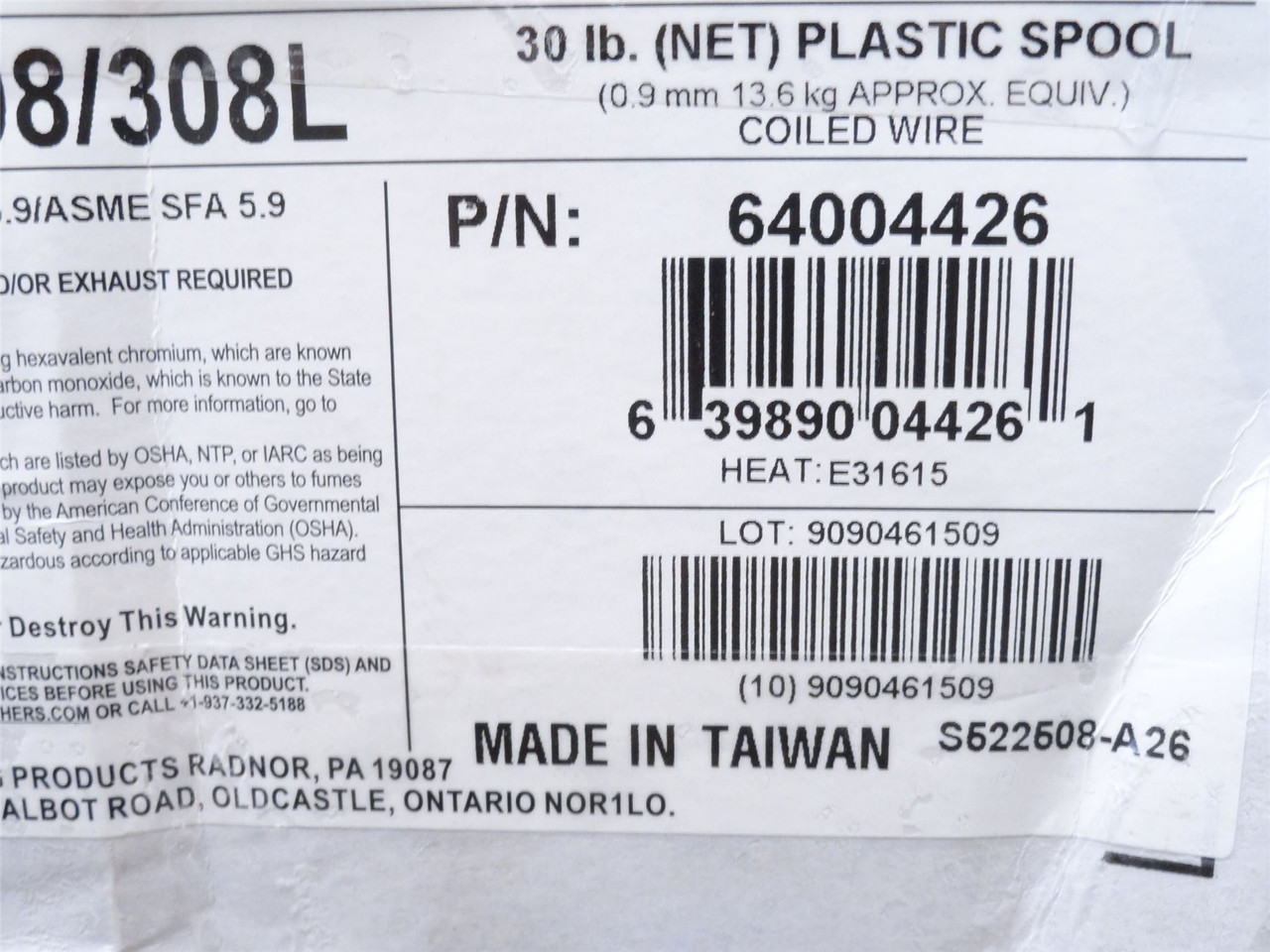 Radnor 64004426; MIG Welding Wire; SS; 308/308L .035"