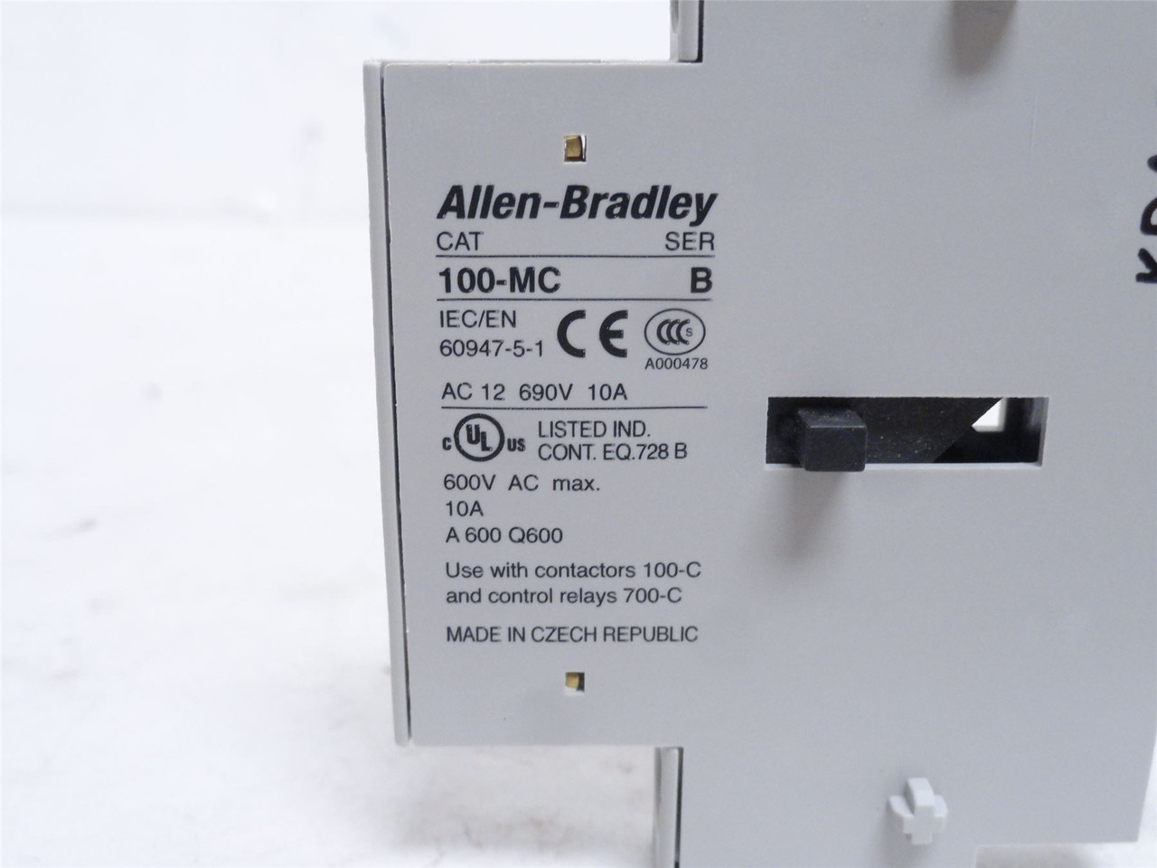 Allen-Bradley 100-MCA02; Auxilary Contacts 2-NC 10A 600VAC