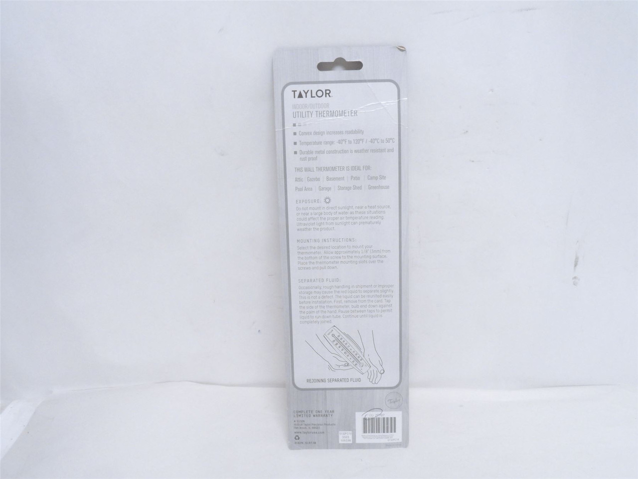 Taylor 5132N; Greenhouse Thermometer 120Deg F; 50Deg Celsius