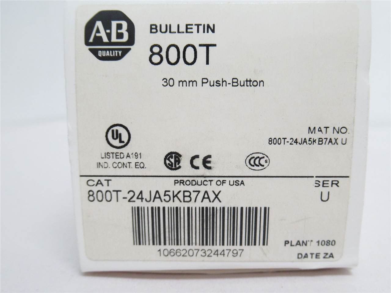 Allen-Bradley 800T-24JA5KB7AX; Selector Switch-Illum; 3Pos