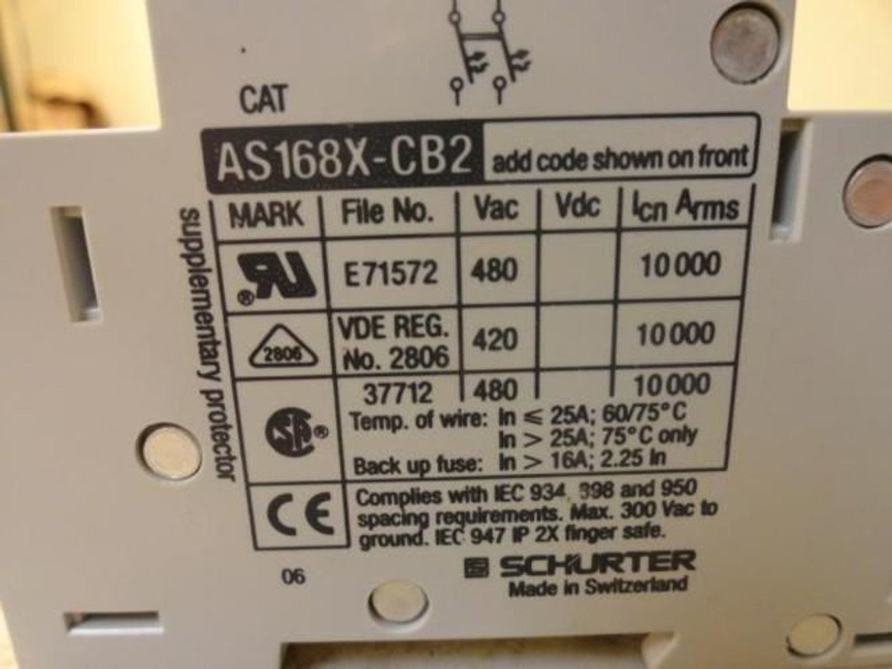 Schurter AS168X-CB2; Circuit Breaker; 20A; 480VAC