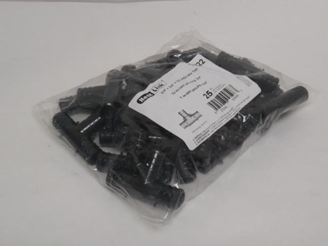 Heat Link EX16222; Bag-25 PEX HPP Tees; 3/4" x 3/4" x 3/4"