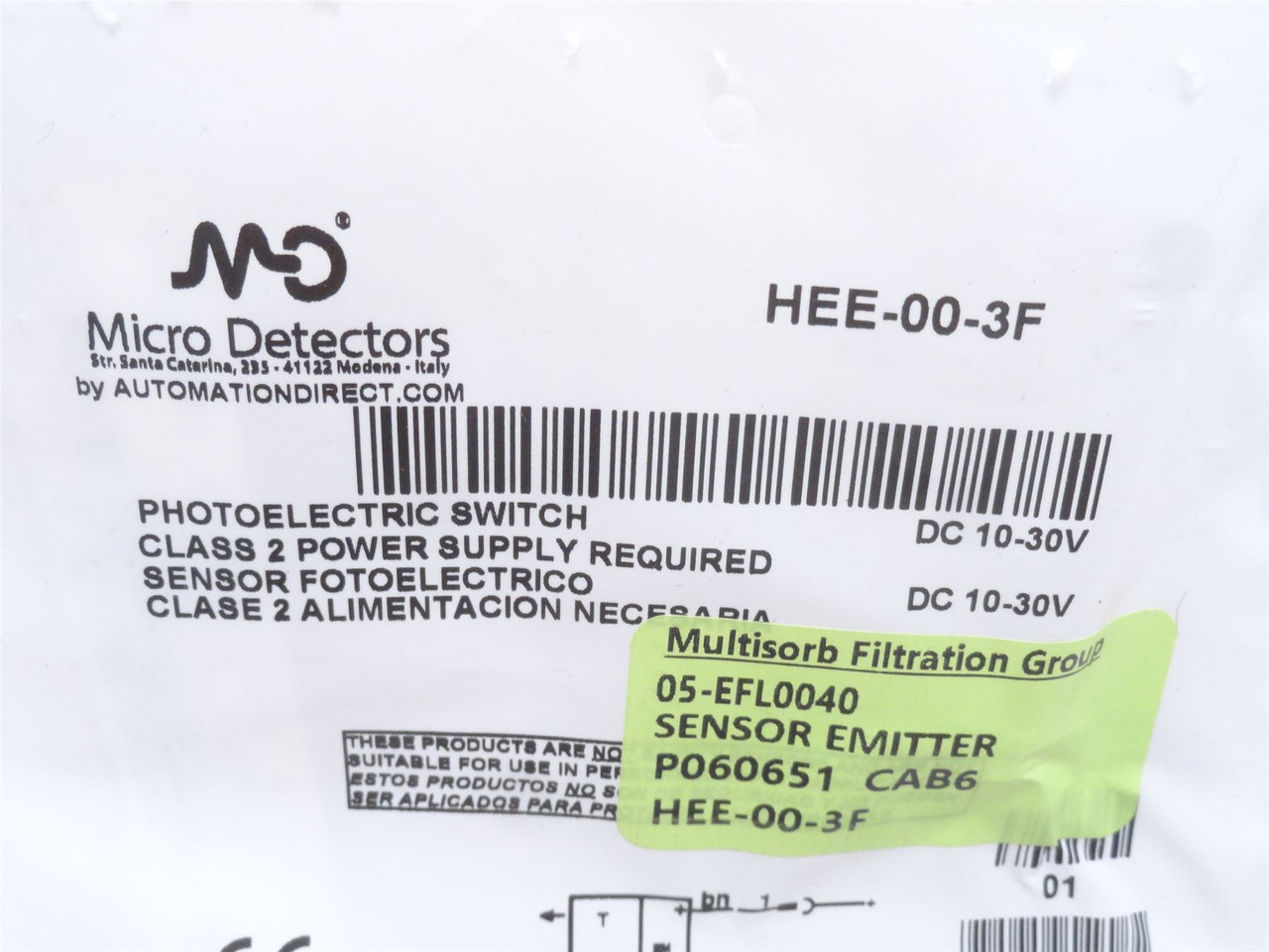 Micro-Detectors HEE-00-3F; Photo Sensor; 10-30VDC
