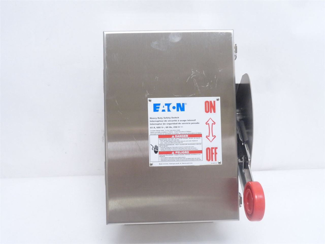 Eaton DH362UWKX; Non-Fused Safety Switch; 60A; 600VAC; 3-Pole