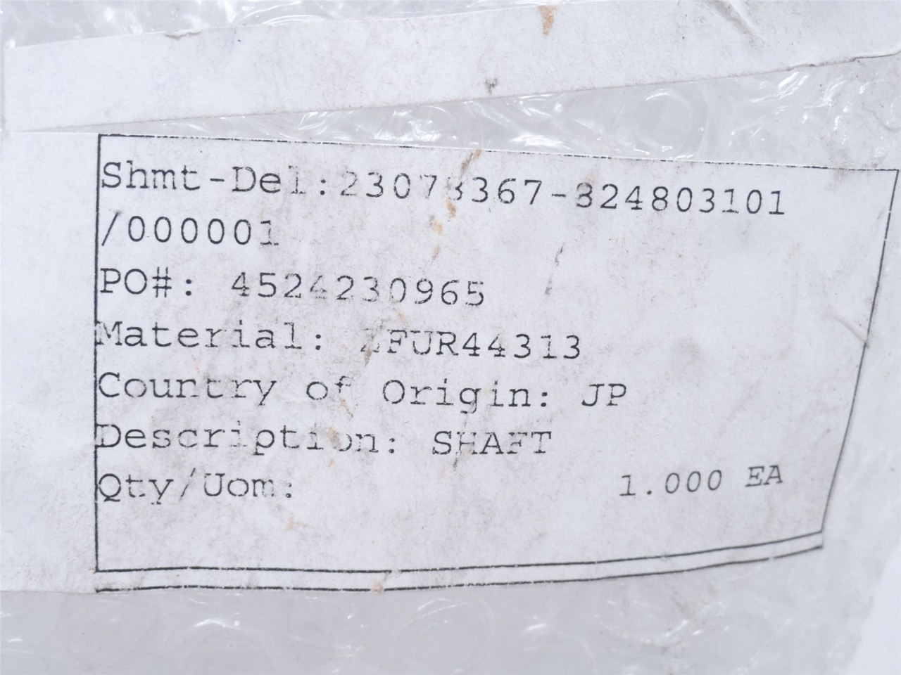 Cryovac ZFUR44313; Shaft; SS; 50mmOD x 38-3/4" Long