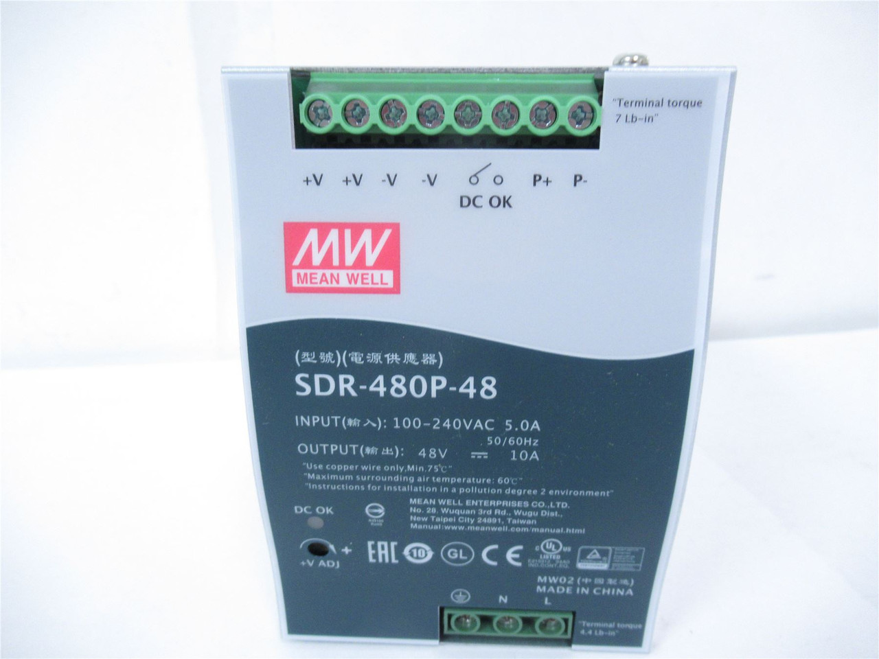 Mean Well SDR-480P-48; Power Supply  48V 10A  480 Watts