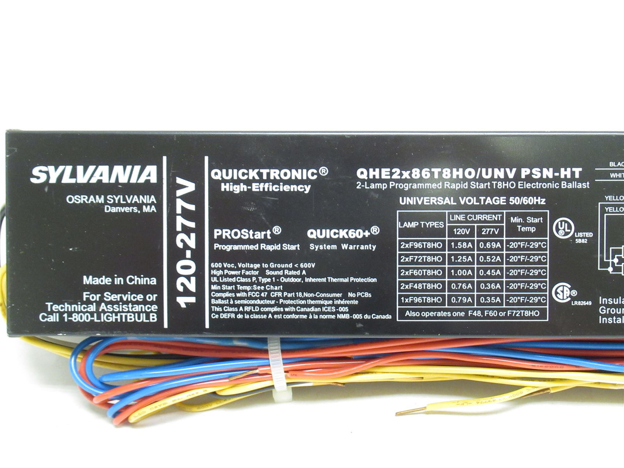 Sylvania QHE2X86T8HO/UNVPSN-HT; Ballast; 2-Lamp; 120-277VAC Sylvania QHE2X86T8HO/UNVPSN-HT; Ballast; 2-Lamp; 120-277VAC