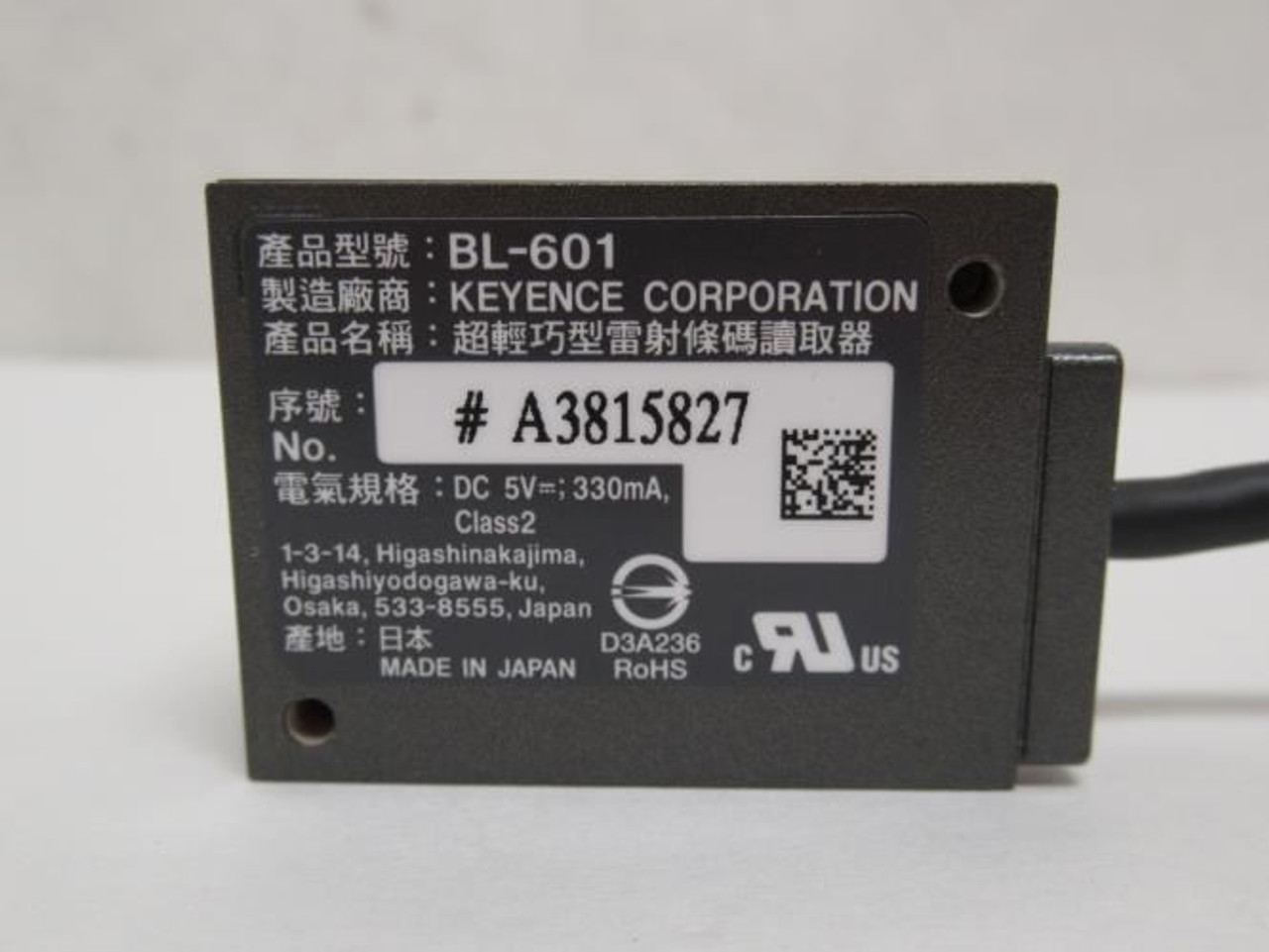 Keyence BL-601; Ultra Small Laser Barcode Reader; 5VDC; 330mA