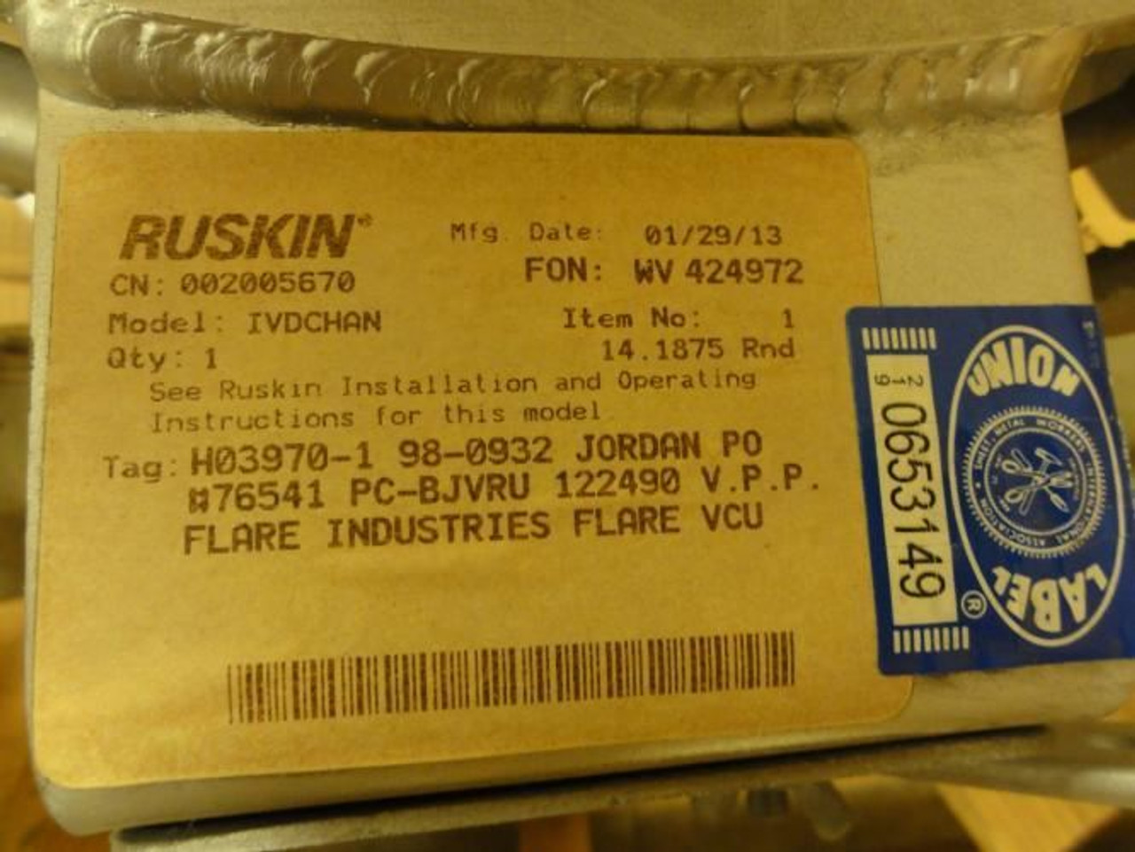 Ruskin IVDCHAN; Inlet Vane Damper; 14" Diameter Ruskin IVDCHAN; Inlet Vane Damper; 14" Diameter