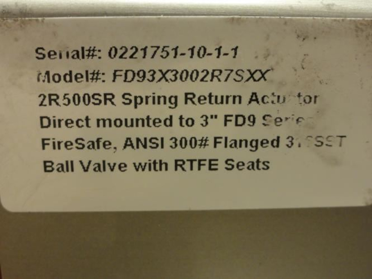 AT-Controls FD93X3002R7SXX; Flanged Actuated Ball Valve; 3"