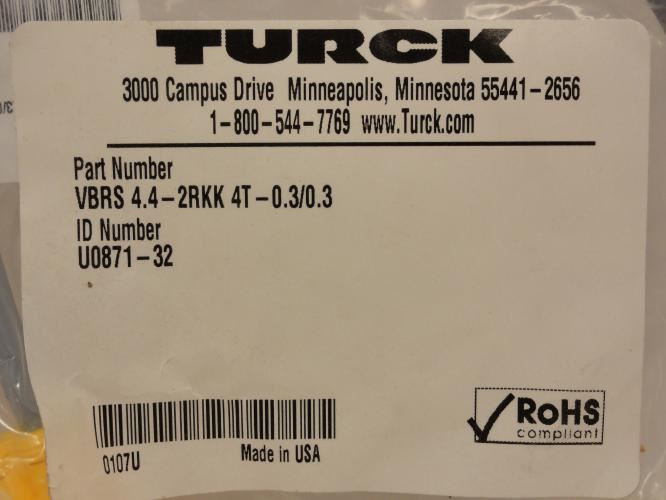 Turck VBRS 4.4-2RKK 4T-0.3/0.3; Molded Cordset U0871-32