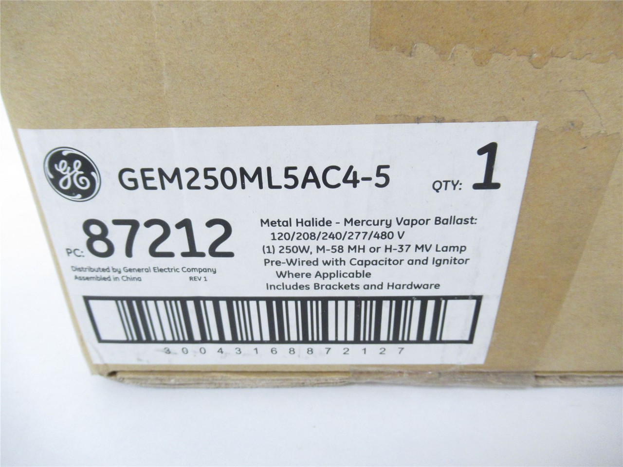 GE GEM250ML5AC4-5; Ballast Kit Metal Halide 120/208/240/277 GE GEM250ML5AC4-5; Ballast Kit Metal Halide 120/208/240/277