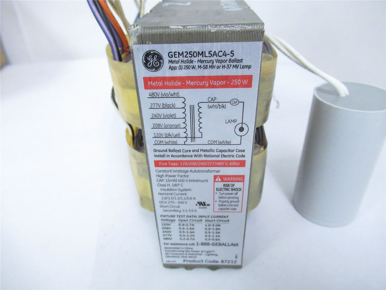 GE GEM250ML5AC4-5; Ballast Kit Metal Halide 120/208/240/277 GE GEM250ML5AC4-5; Ballast Kit Metal Halide 120/208/240/277