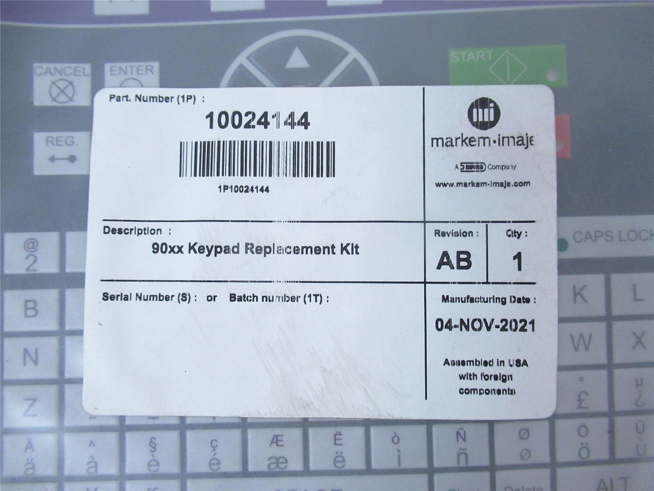 Markem 10024144; 90xx Keypad Replacement Kit