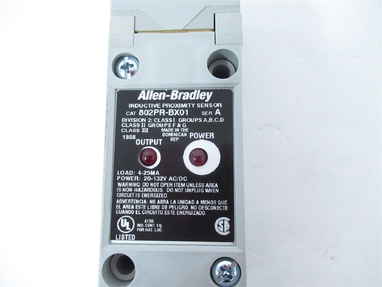 Allen-Bradley 802PR-BX01; Limit Switch Inductive Proximity