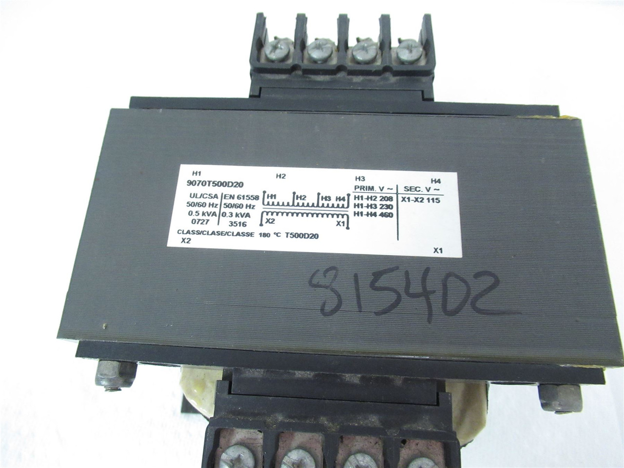 Square D 9070T500D20; Transformer 500 VA 208/230/460 VAC