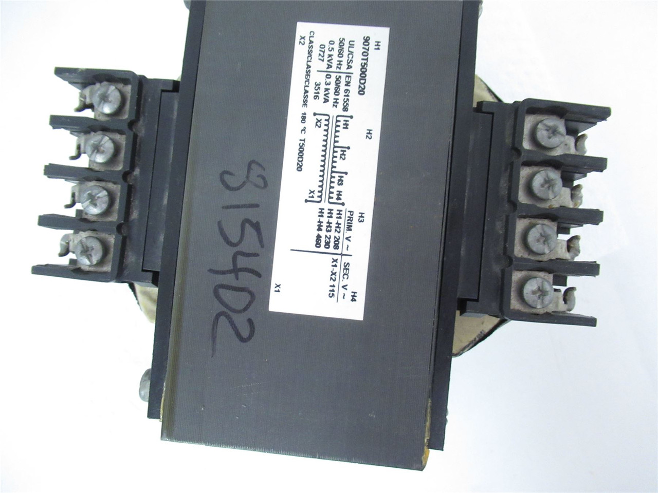 Square D 9070T500D20; Transformer 500 VA 208/230/460 VAC