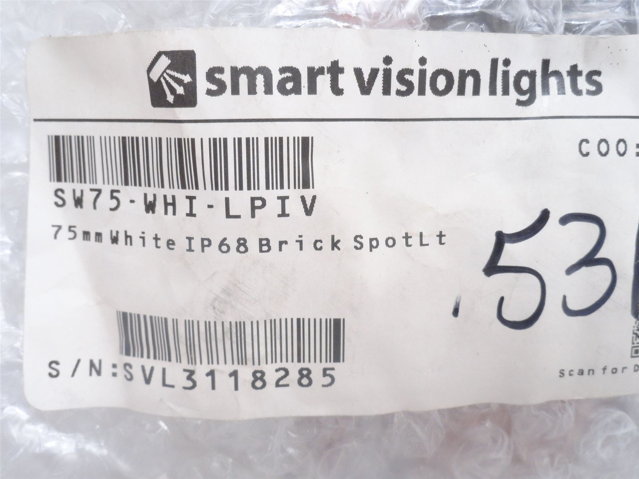 Smart Vision Lights SW75-WHI-LPIV; White Washdown Brick Light Smart Vision Lights SW75-WHI-LPIV; White Washdown Brick Light