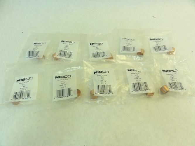 Nibco 617-1/2; Lot-10 Copper Caps; 1/2" Tube Size