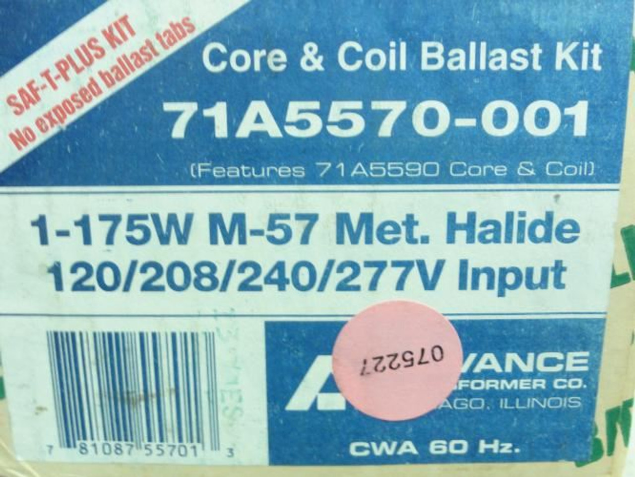 Advance Transformer 71A5570-001; Core and Coil Ballast Kit; 175W Advance Transformer 71A5570-001; Core and Coil Ballast Kit; 175W
