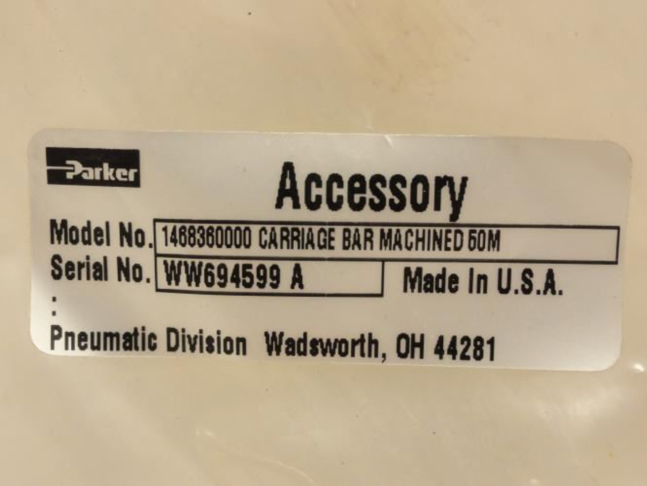 Parker 1468360000; Machined Carriage Bar 50m Parker 1468360000; Machined Carriage Bar 50m