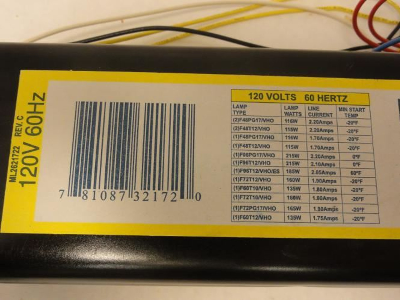 Advance Ballasts RC2S102TP; Ballast; 1 or 2 Lamps; 120V Advance Ballasts RC2S102TP; Ballast; 1 or 2 Lamps; 120V