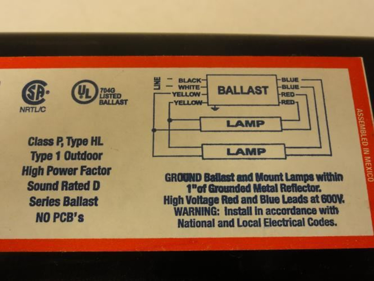 Advance Ballasts VS2S200TP; Ballast; 2 Lamps; 277V Advance Ballasts VS2S200TP; Ballast; 2 Lamps; 277V