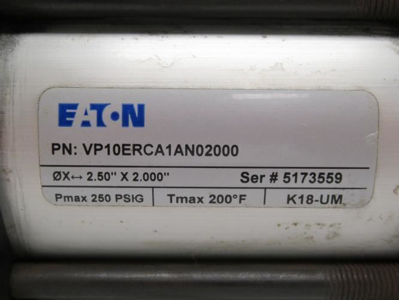Eaton VP10ERCA1AN02000; Air Cylinder 2-1/2" Bore x 2" Stroke Eaton VP10ERCA1AN02000; Air Cylinder 2-1/2" Bore x 2" Stroke