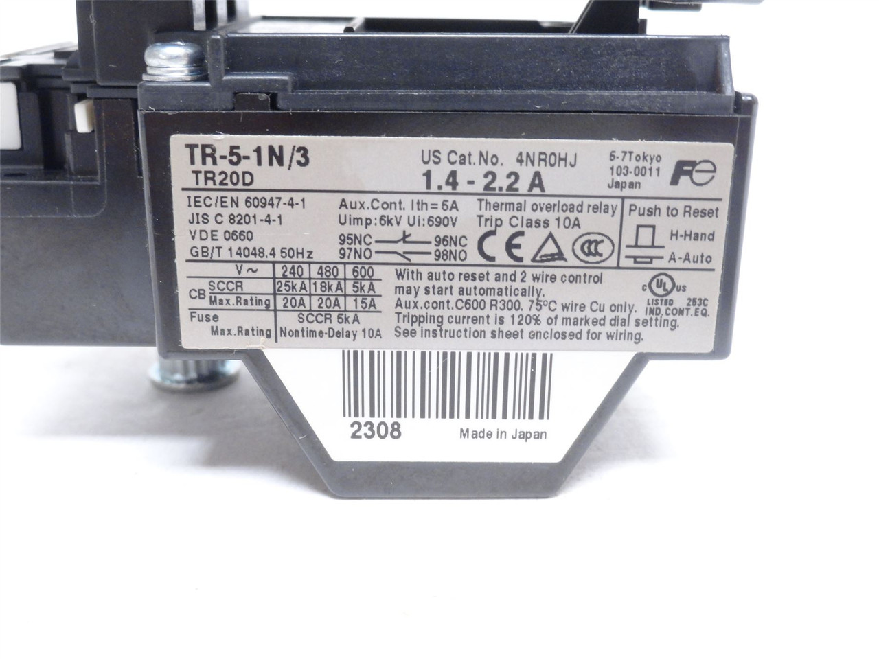 Fuji SC-5-1-19; Starter; 1.4-2.2A; 3P; 690V; Coil 115/120VAC