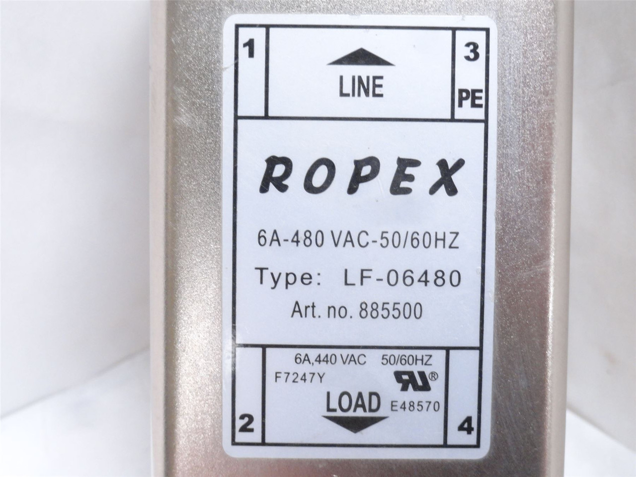 Ropex LF-06480; RFI/EFI/EMI Noise Filter; 6A; 480VAC