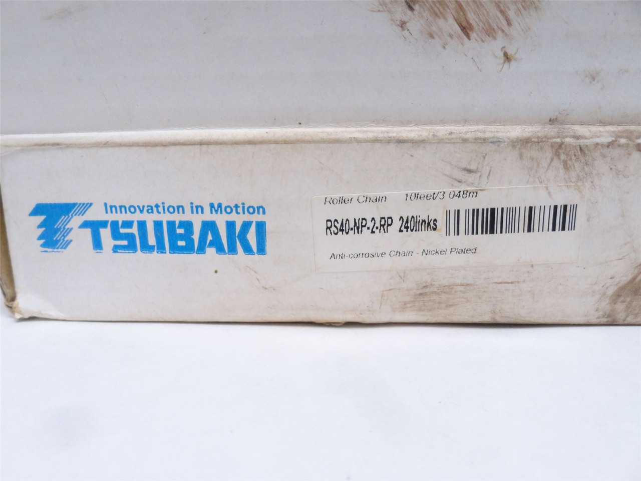 Tsubaki RS40-NP-2-RP-10ft; Roller Chain #40; 2-Strand 10'Long