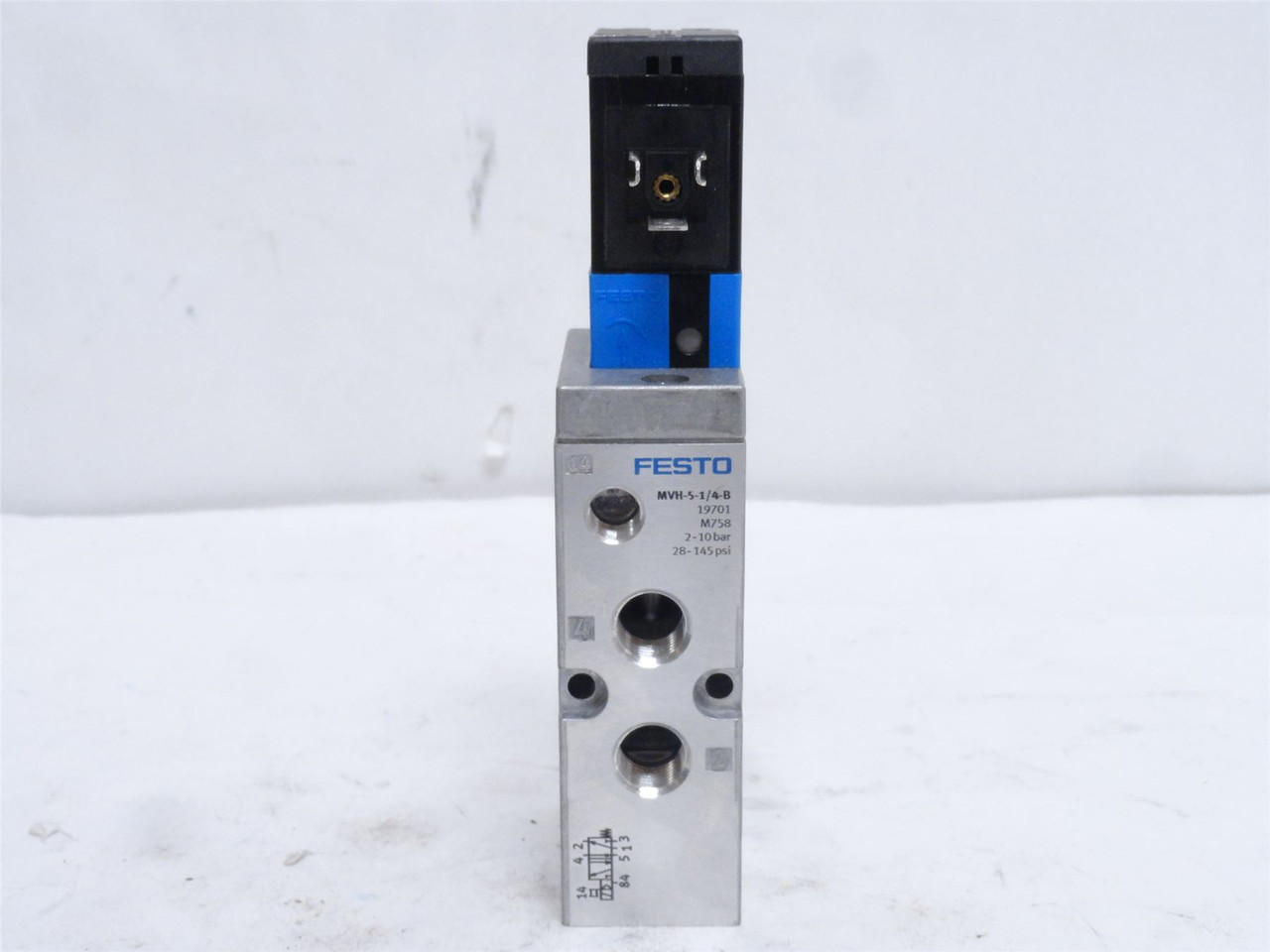 Festo MVH-5-1/4-B; Solenoid Valve 19701; 28-145PSI; 26.4VDC
