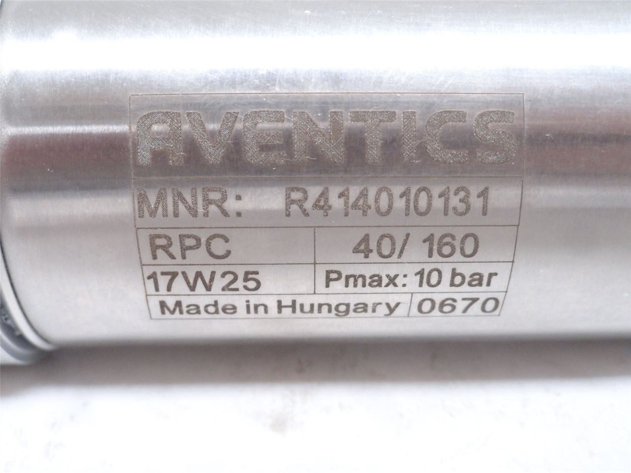 Aventics R414010131; Air Cylinder 17W25; 40mmID x 160mm Stroke Aventics R414010131; Air Cylinder 17W25; 40mmID x 160mm Stroke