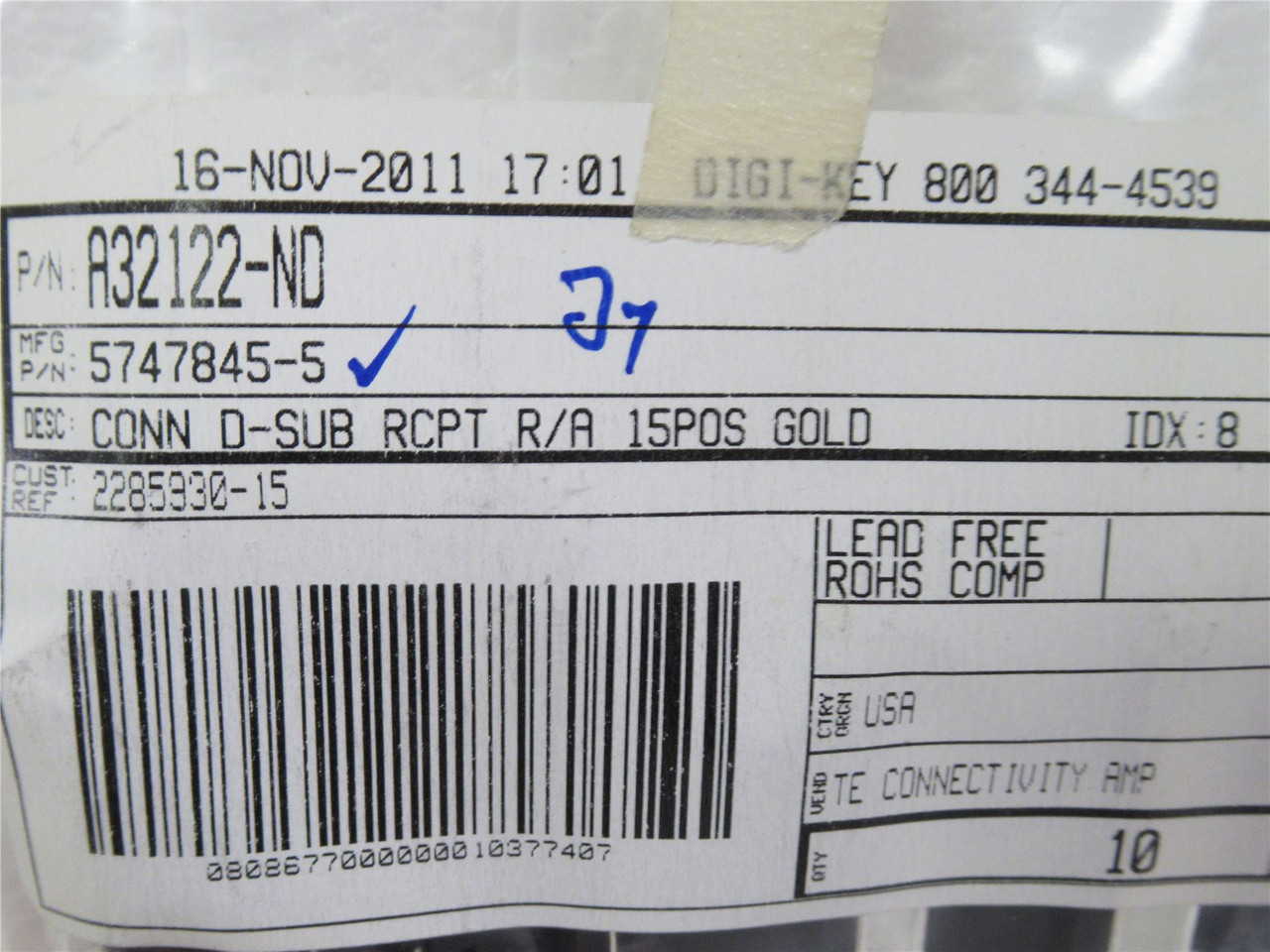 TE Connectivity 5747845-5; Lot-5 D-Sub Connector;