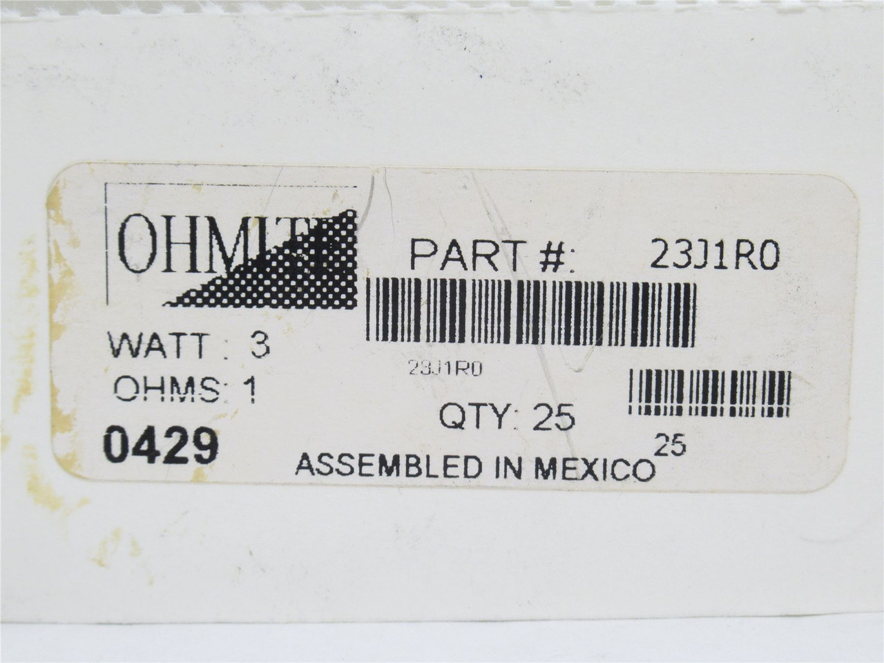 Ohmite 23J1R0; Lot-25 Axial Flame Resistors; 3W; 1 Ohm +/- 5%