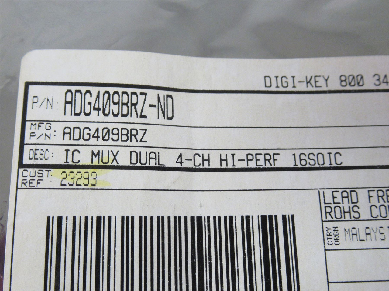 Analog Devices ADG409BRZ ; Lot-4 IC MUX Dual 4-Channel