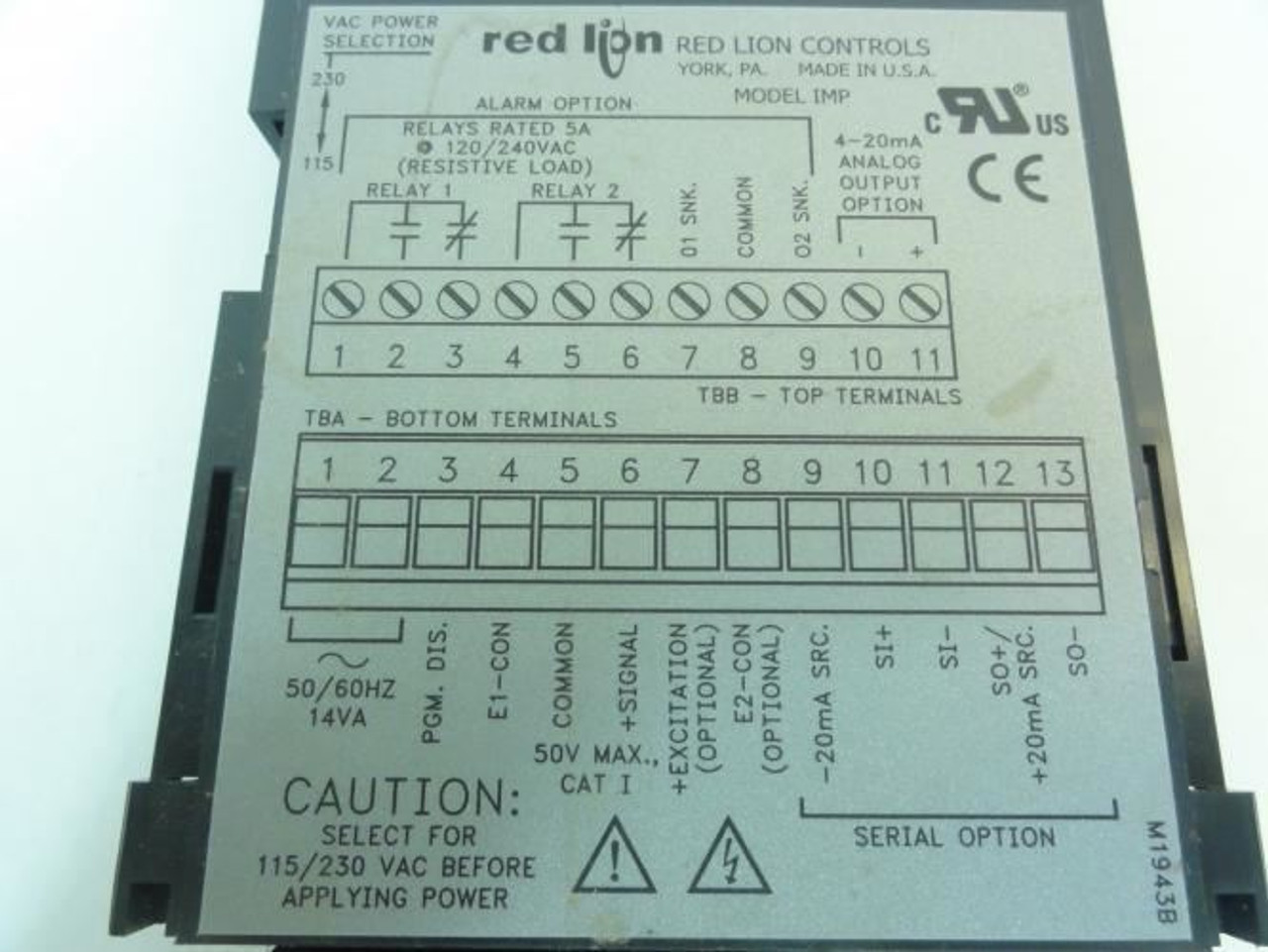 Red Lion IMP20162; Panel Meter; LED; Range: -99999-+999999; 0-50mA Red Lion IMP20162; Panel Meter; LED; Range: -99999-+999999; 0-50mA