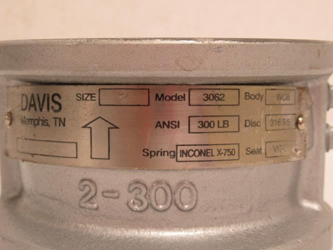 Davis 3062; Wafer Check Valve Size: 2"; SS-316 Disc