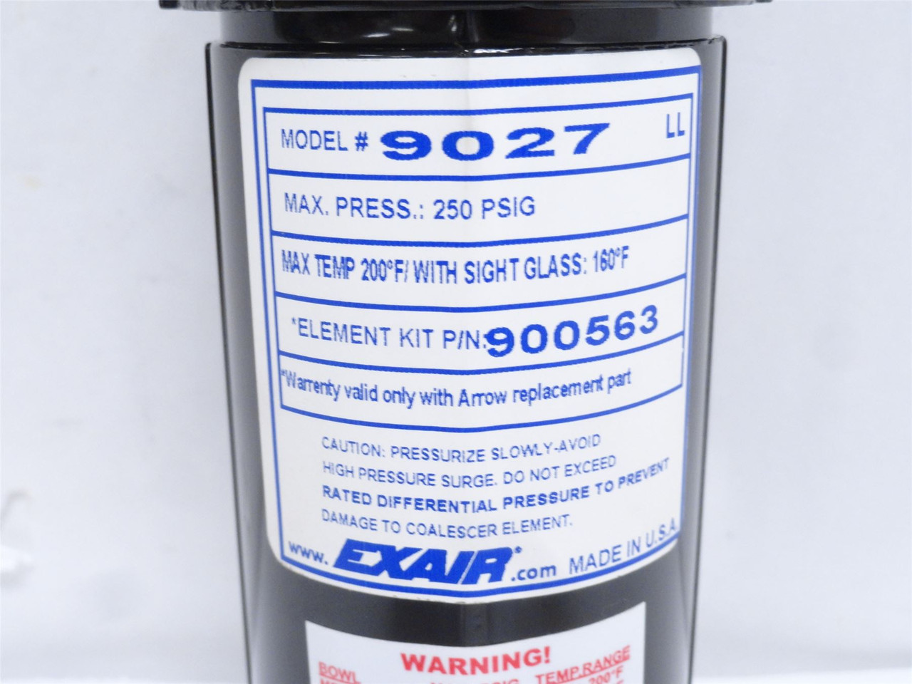 Exair 9027; Oil Removal Filter 1/4NPT; 250PSIG; W/Sight Glass Exair 9027; Oil Removal Filter 1/4NPT; 250PSIG; W/Sight Glass