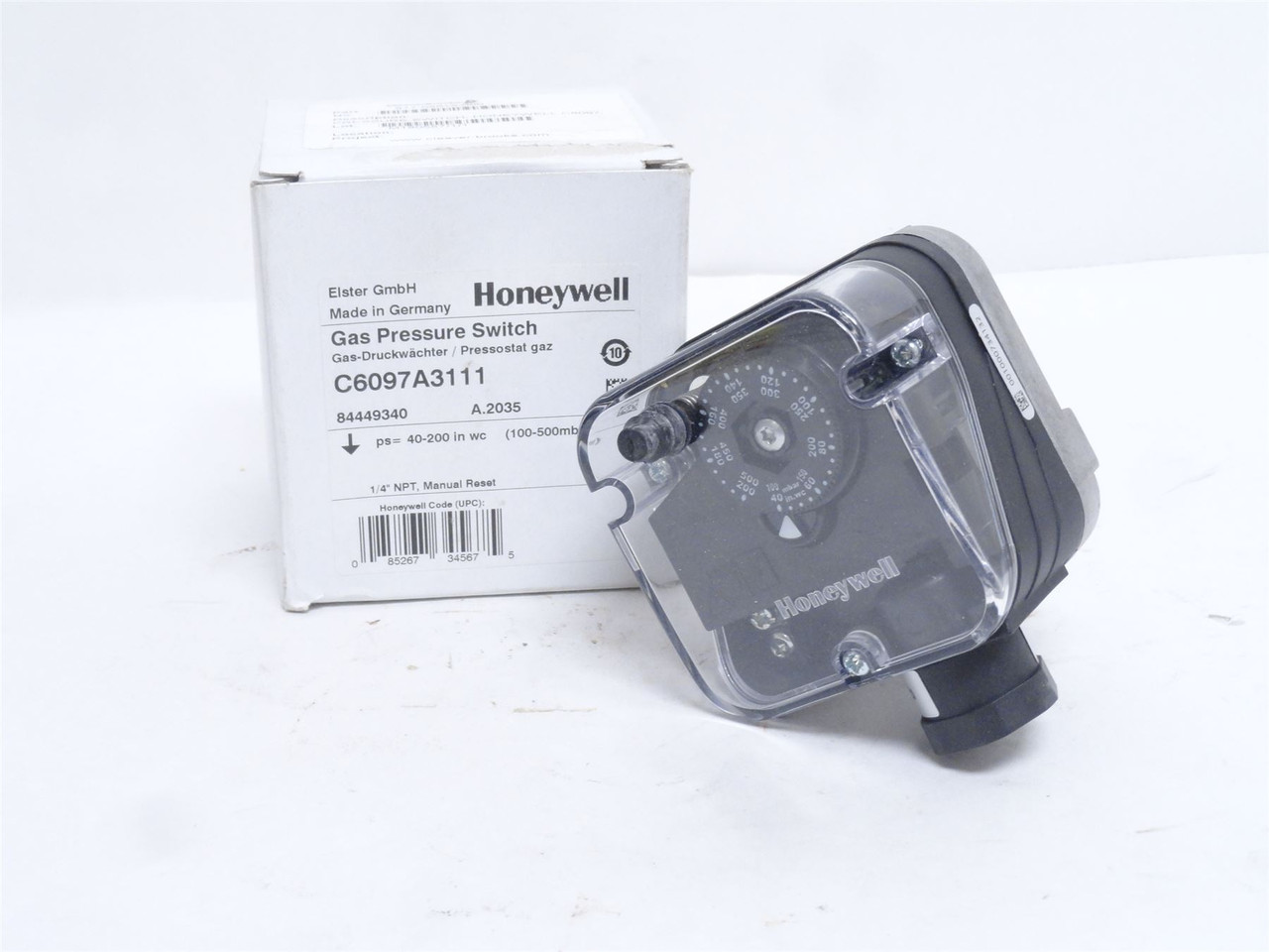 Honeywell C6097A3111; Gas Pressure Switch; 1/4NPT; 40-200 WC