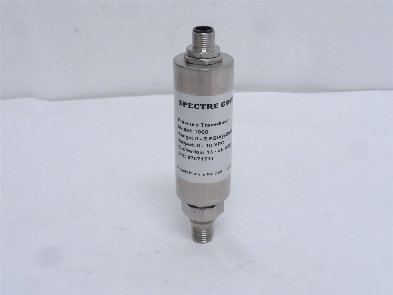 Spectre 1000; Pressure Transducer; 1000PSIA; 0-5 VDC; 1/4NPT