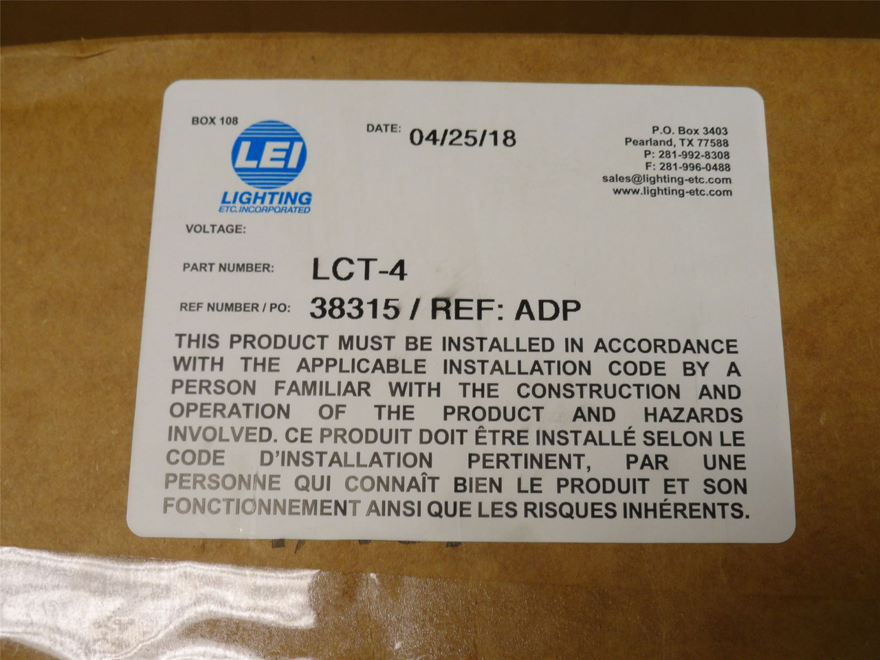 LEI Lighting LCT-4; Clear Acrylic LED Lamp Tube; 4' Long