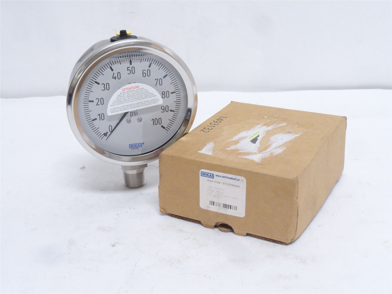 Wika 9833417; Liquid Filled Pressure Gauge 233.53.4; 0-100PSI