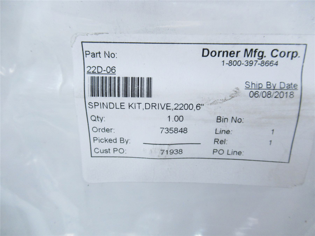 Dorner 22D-06; Spindle Kit Drive 2200 6"